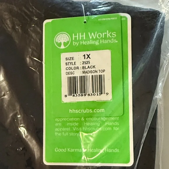 Healing Hands Black Scrub Tops and bottoms - Picture 3 of 3